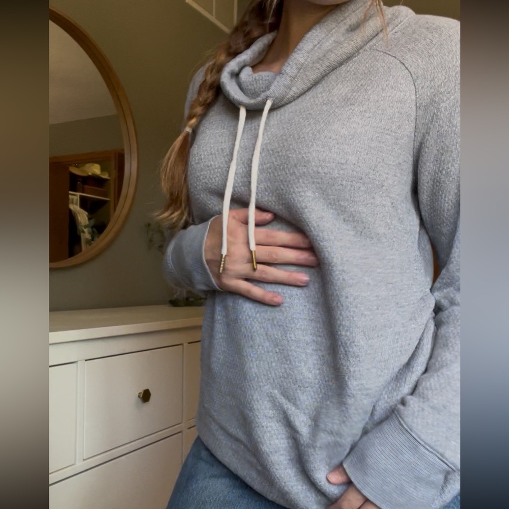 Isabel Maternity Gray Funnel Neck Sweatshirt Medium